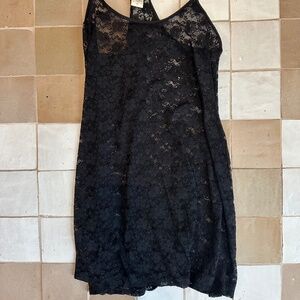 Black lace lingerie slip